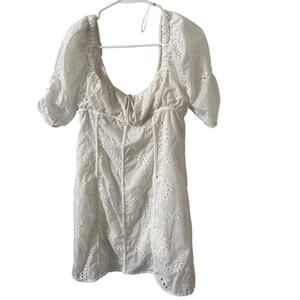 NWOT Women's Size M All In Favor Nordstrom Medium White Lace Eyelet Mini Dress